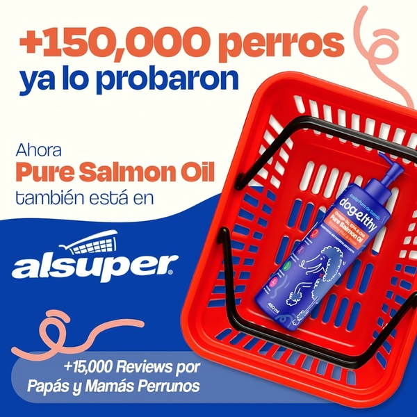 This creative showcases a Pure Salmon Oil bottle placed inside a retail shopping basket to signal product accessibility and high customer demand.